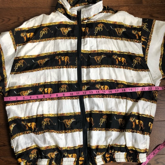 Vintage track suit size Medium SOLARE SPORTA Lion vs Tiger white black and gold - Picture 11 of 16